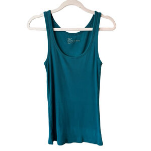 GAP Teal Ribbed Tank Top Size M Minimalist Summer Casual Basic Capsule